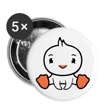 Bird sitting happy duck cute cute friendly - Buttons large 2.2''/56 mm (5-pack) - white - Front