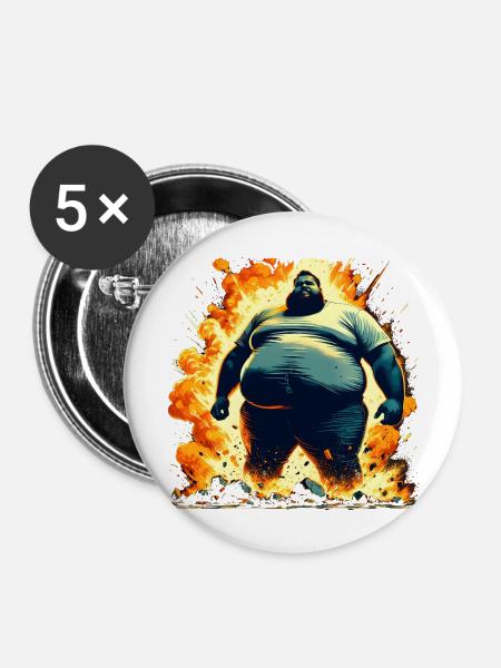 Fat Explosion - Buttons groß 56 mm (5er Pack) - Weiß