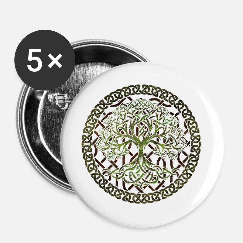 Yggdrasil Tree of Life - Buttons large 2.2''/56 mm (5-pack) - white