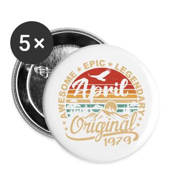 April 1979 Geburtstagsgeschenk, geboren im April 1979 - Buttons groß 56 mm (5er Pack) - Weiß - Vorne