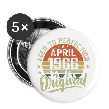 April 1966 Geburtstag - April 1966 Geschenkidee - Buttons groß 56 mm (5er Pack) - Weiß - Vorne