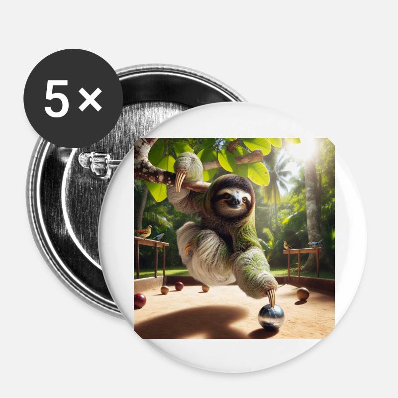 Sloth Tramp petanque - Buttons large 2.2''/56 mm (5-pack) - white
