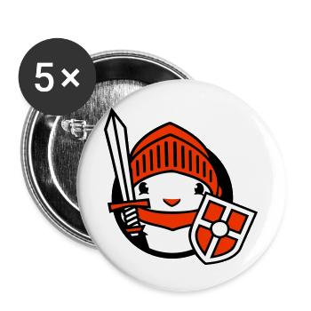 Ente Ritter Rüstung Schwert Schild Helm Kämpfer - Buttons groß 56 mm (5er Pack) - Weiß - Vorne