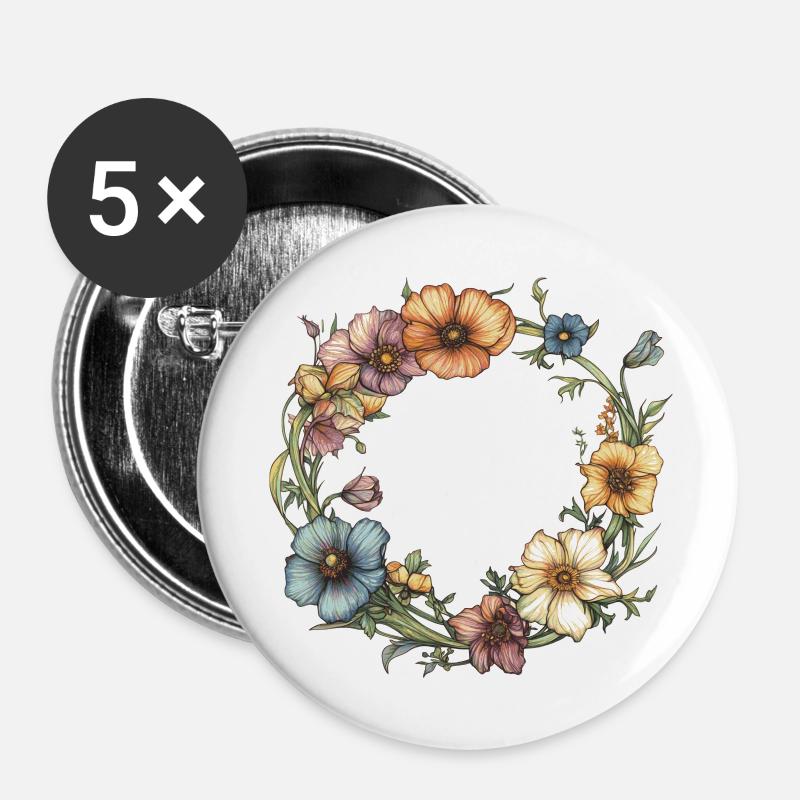 Flower wreath - Buttons large 2.2''/56 mm (5-pack) - white