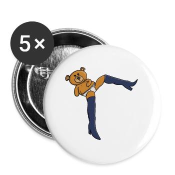 Teddy bear wearing knee-high boots - Buttons large 2.2''/56 mm (5-pack) - white - Front