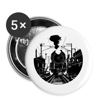 Railway Drawing - Buttons large 2.2''/56 mm (5-pack) - white - Front