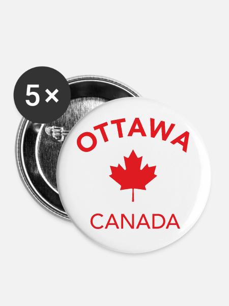OTTAWA CANADA - Buttons groß 56 mm (5er Pack) - Weiß