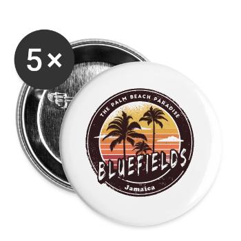 Bluefields Jamaïque – Palm Beach Paradise - Lot de 5 grands badges (56 mm) - blanc - Devant