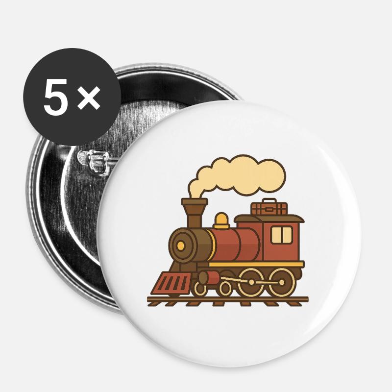 Retro Locomotive (left) - Buttons large 2.2''/56 mm (5-pack) - white