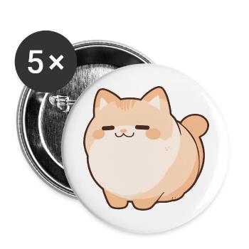 Blobby Cat - Cute Cat Pet Comic - Buttons groß 56 mm (5er Pack) - Weiß - Vorne