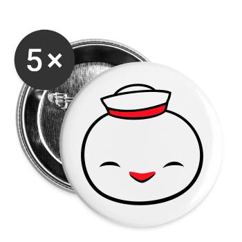 Canard Marin Marin Chapeau Marin Chapeau Happy - Lot de 5 grands badges (56 mm) - blanc - Devant