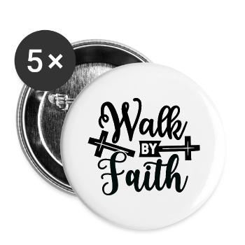Marcher par la foi - Lot de 5 grands badges (56 mm) - blanc - Devant