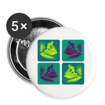 Jetski Splash Art – Neon Ride - Buttons groß 56 mm (5er Pack) - Weiß - Vorne