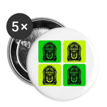 Retro Jukebox Style - Buttons groß 56 mm (5er Pack) - Weiß - Vorne