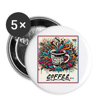 Coffee Graffiti Explosion - Buttons large 2.2''/56 mm (5-pack) - white - Front