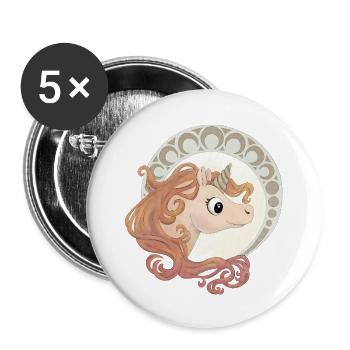 Elegantes Einhorn - Buttons groß 56 mm (5er Pack) - Weiß - Vorne