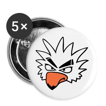 Weißer Papagei Vogel guckt böse cool ernst Comic - Buttons groß 56 mm (5er Pack) - Weiß - Vorne