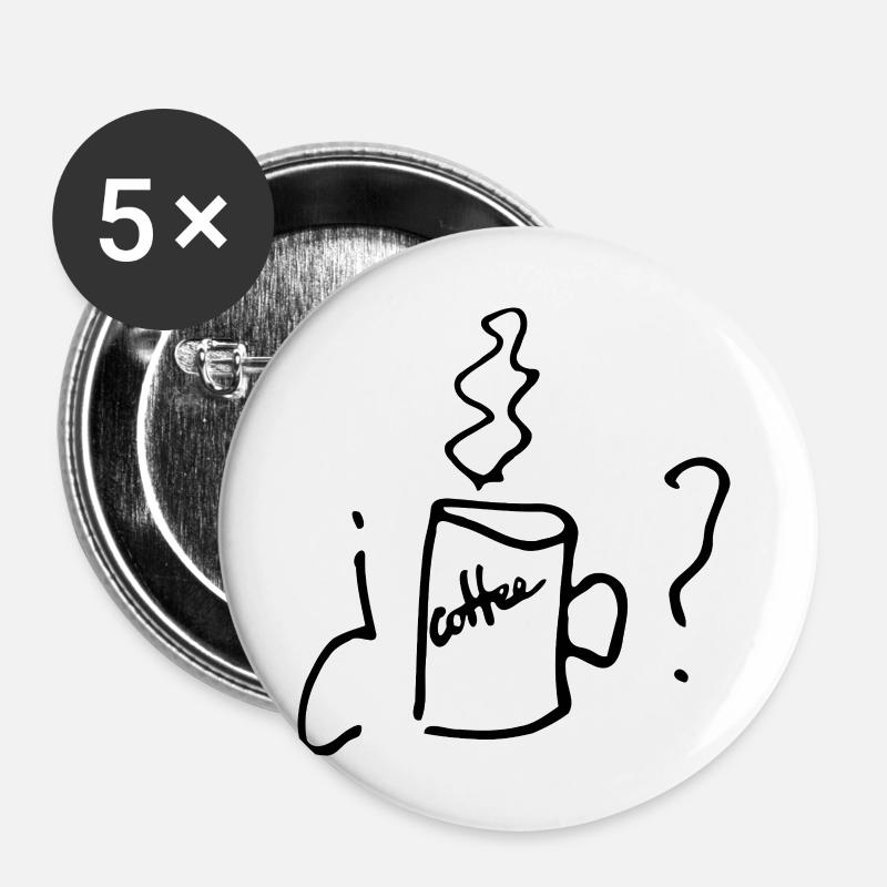 ¿Coffee? - Buttons groß 56 mm (5er Pack) - Weiß