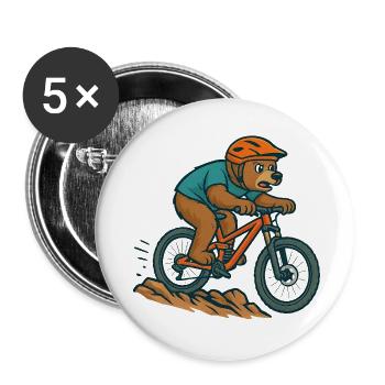 Downhill Bear on Bike – Sauvage et aventureux - Lot de 5 grands badges (56 mm) - blanc - Devant