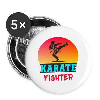 Karatekämpfer – Sonnenuntergang Style - Buttons groß 56 mm (5er Pack) - Weiß - Vorne