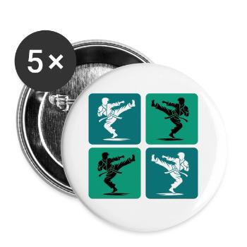 Silhouette de karaté – Style rétro - Lot de 5 grands badges (56 mm) - blanc - Devant