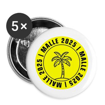 Malle 2025 Palme - Buttons groß 56 mm (5er Pack) - Weiß - Vorne