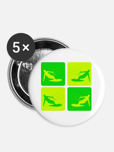Kitesurfen Pop Art Style - Buttons groß 56 mm (5er Pack) - Weiß