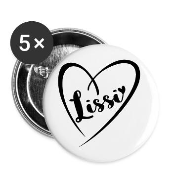 Lissi Name Vorname im Herzrahmen - Buttons groß 56 mm (5er Pack) - Weiß - Vorne