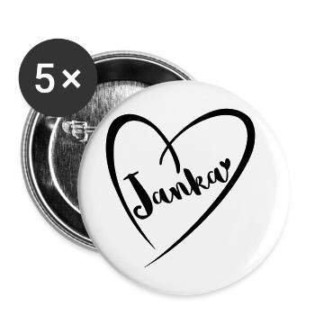 Janka surname first name in heart frame - Buttons large 2.2''/56 mm (5-pack) - white - Front