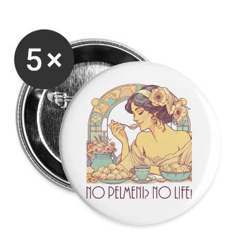 No Pelmeni No Life Woman Art Nouveau Gift - Buttons large 2.2''/56 mm (5-pack) - white - Front