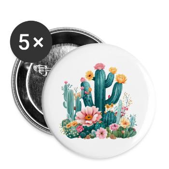 Cactus Plant Floral Cacti Tropical - Buttons large 2.2''/56 mm (5-pack) - white - Front