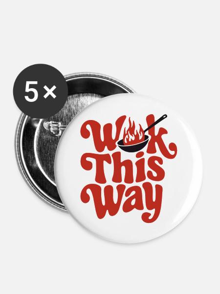 Wok This Way - Buttons groß 56 mm (5er Pack) - Weiß