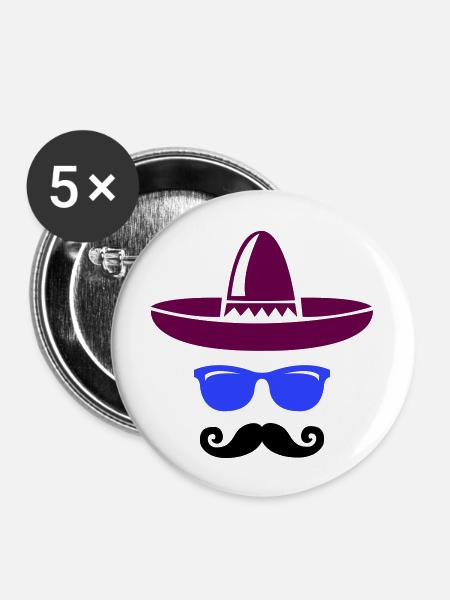 mexican cool - Buttons groß 56 mm (5er Pack) - Weiß