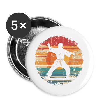 Karateka - Buttons groß 56 mm (5er Pack) - Weiß - Vorne