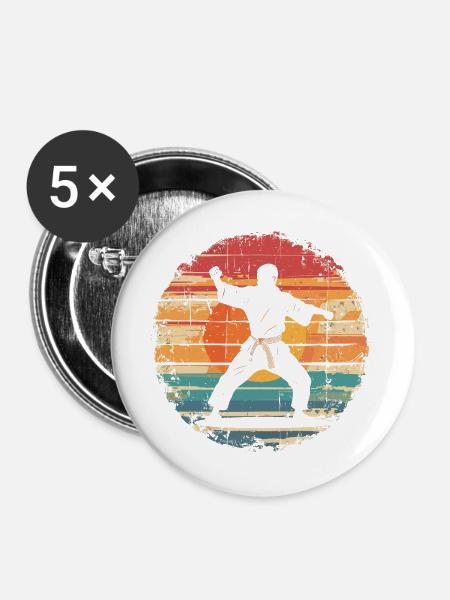 Karateka - Buttons groß 56 mm (5er Pack) - Weiß