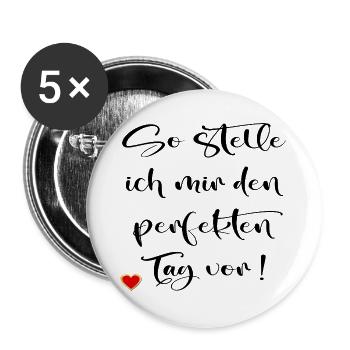PERFEKTER TAG - Buttons groß 56 mm (5er Pack) - Weiß - Vorne