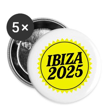 Ibiza 2025 - Lot de 5 grands badges (56 mm) - blanc - Devant