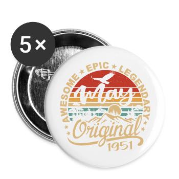 Birthday May 1951 May | Gift May 1951 - Buttons large 2.2''/56 mm (5-pack) - white - Front