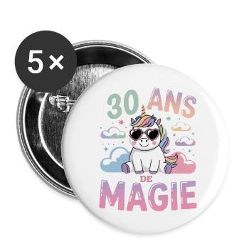 30 ans de magie - Lot de 5 grands badges (56 mm) - blanc - Devant
