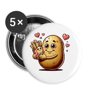 Potato loves fries - Buttons large 2.2''/56 mm (5-pack) - white - Front
