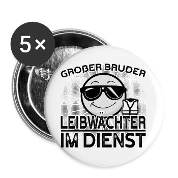 Großer Bruder Leibwächter im Dienst - Buttons groß 56 mm (5er Pack) - Weiß - Vorne