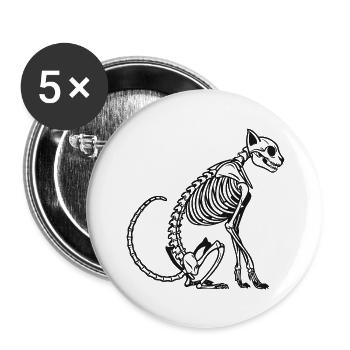 Skeleton Kitten – Creepy, Cute & Anatomical - Buttons large 2.2''/56 mm (5-pack) - white - Front