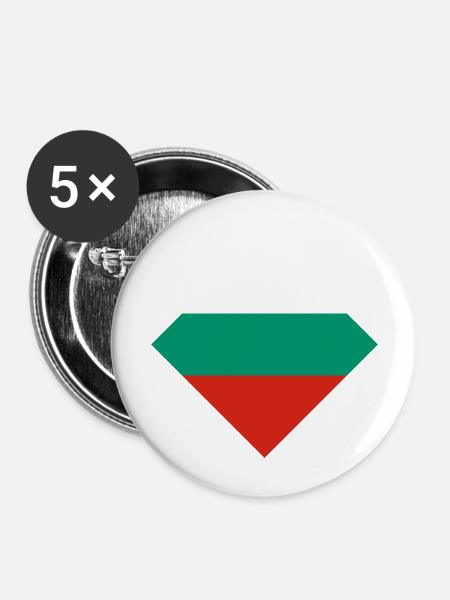 Bulgarien - Buttons groß 56 mm (5er Pack) - Weiß
