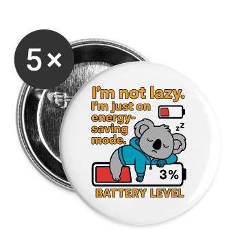 Koala in energy-saving mode - Buttons large 2.2''/56 mm (5-pack) - white - Front