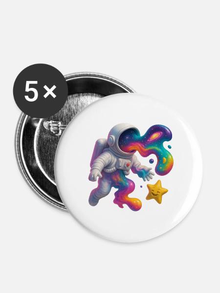 Raumfahrer - Buttons groß 56 mm (5er Pack) - Weiß