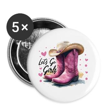Lets Go Filles Western Rose Bottes Femmes Cadeau - Lot de 5 grands badges (56 mm) - blanc - Devant