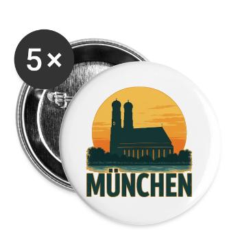 München - Buttons groß 56 mm (5er Pack) - Weiß - Vorne