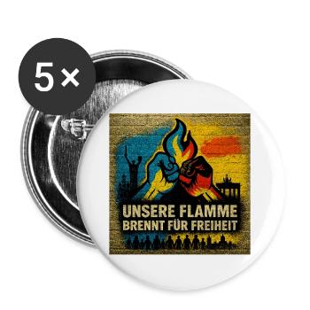 Notre flamme brûle pour la liberté Ukraine - Lot de 5 grands badges (56 mm) - blanc - Devant