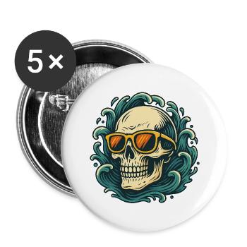 Wave Rider – Skull Vibes - Buttons large 2.2''/56 mm (5-pack) - white - Front