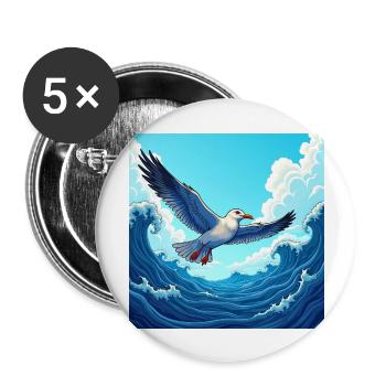 Moin, zum Hafenrundflug - Buttons groß 56 mm (5er Pack) - Weiß - Vorne